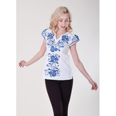 Embroidered blouse "Arabesque" blue